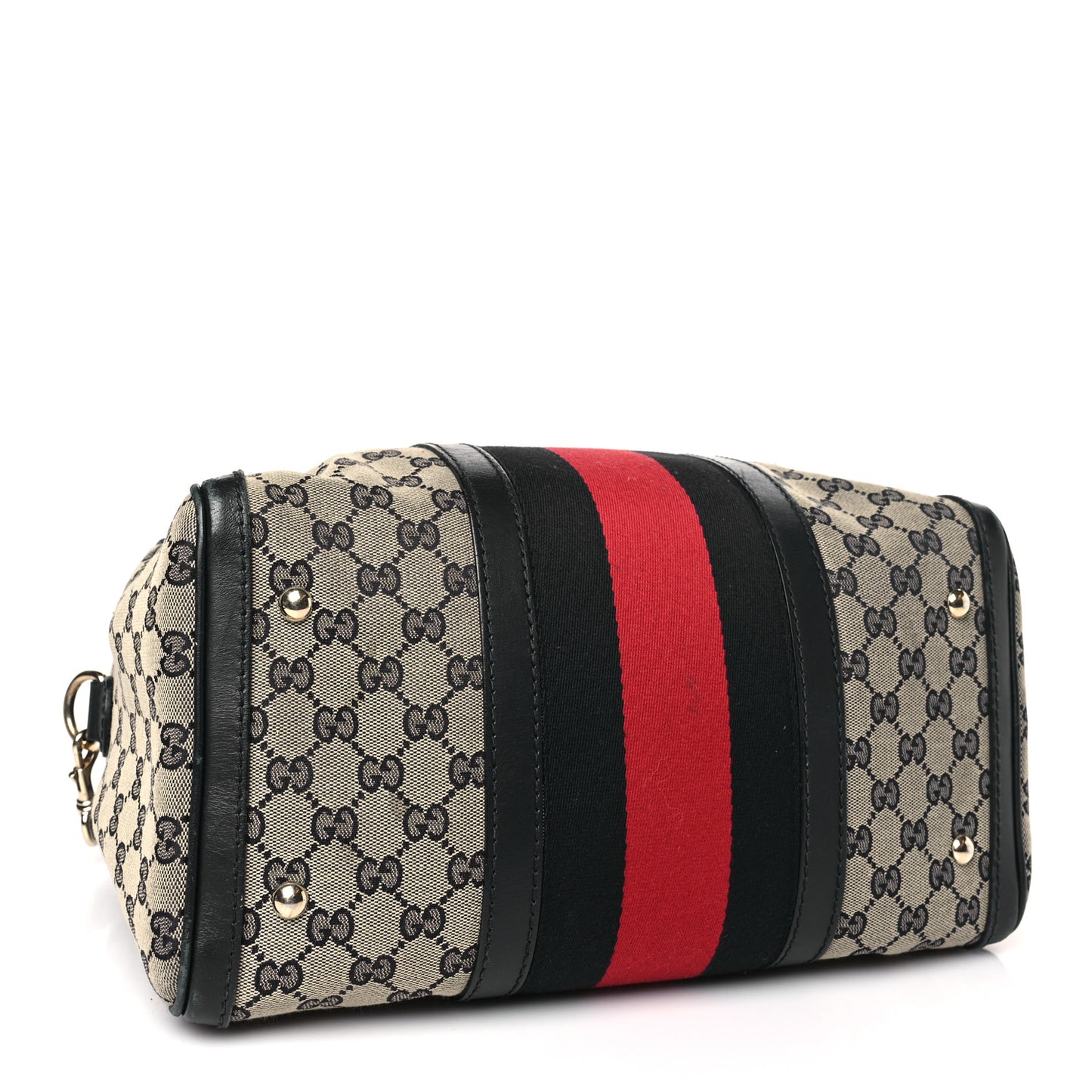 Monogram Selleria Calfskin Vintage Web Medium Boston Beige Blue