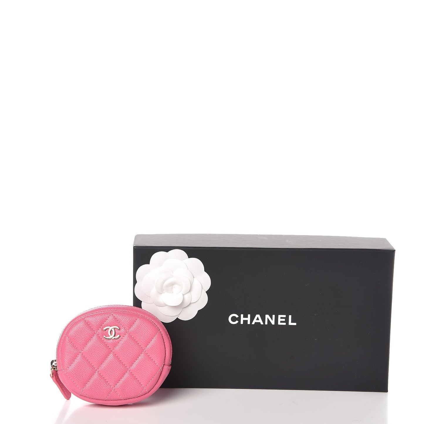 Iridescent Caviar Quilted Zip Around Classic Coin Purse Pink