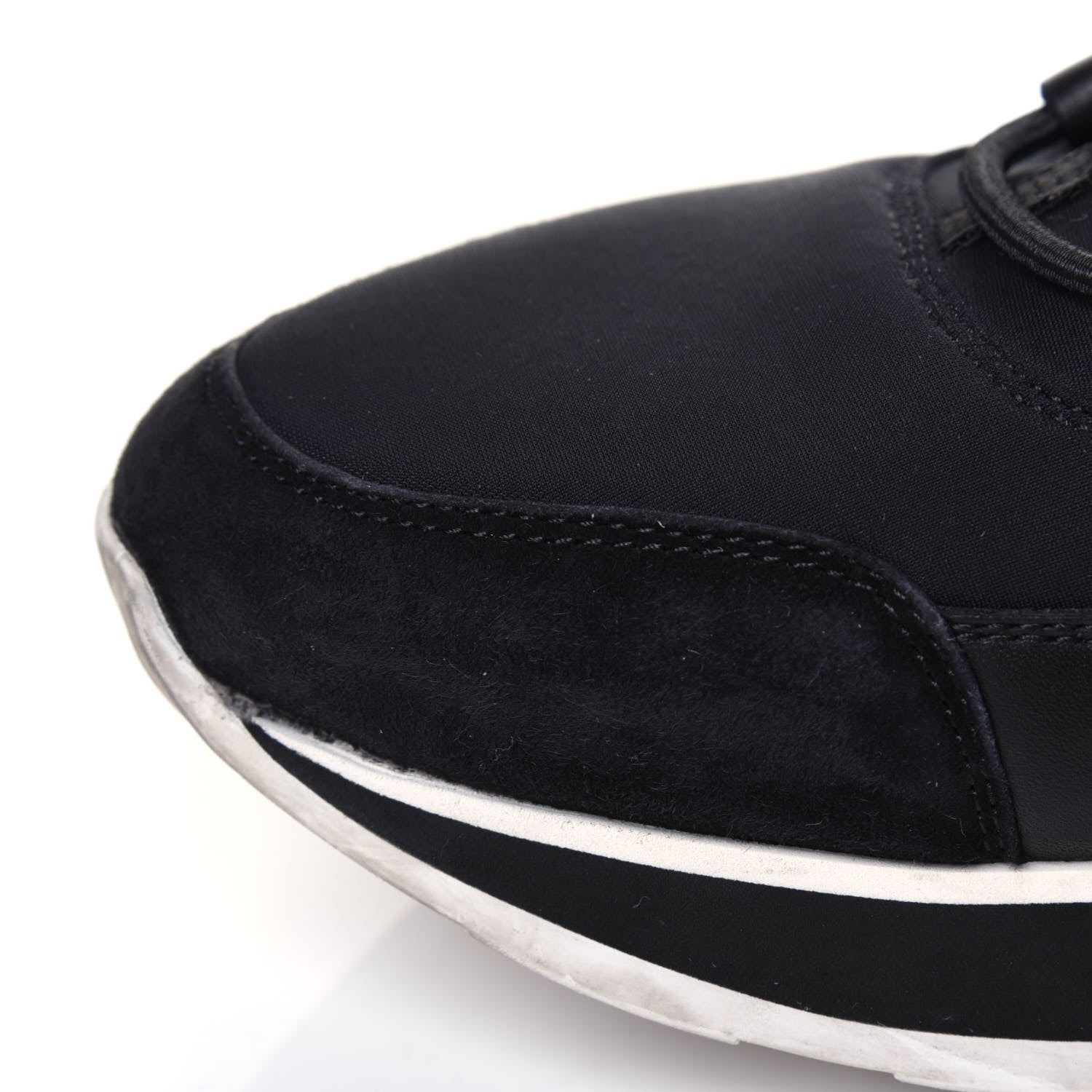 Hermes Technical Canvas Calfskin Goatskin Womens Player Sneakers 38 Marine Black 11 of 13