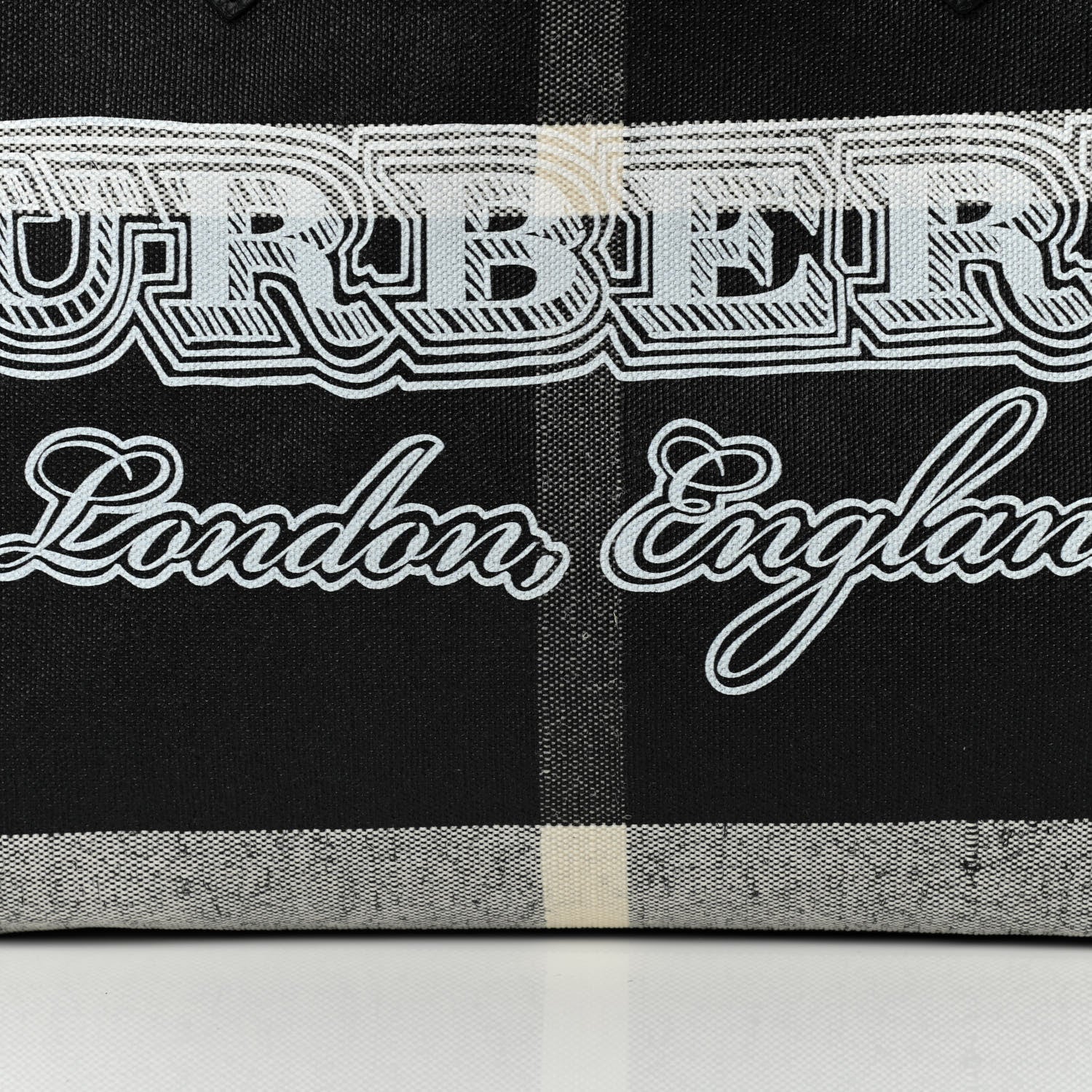 Burberry Coated Canvas Mega Check Medium Doodle Tote Black 7 of 9