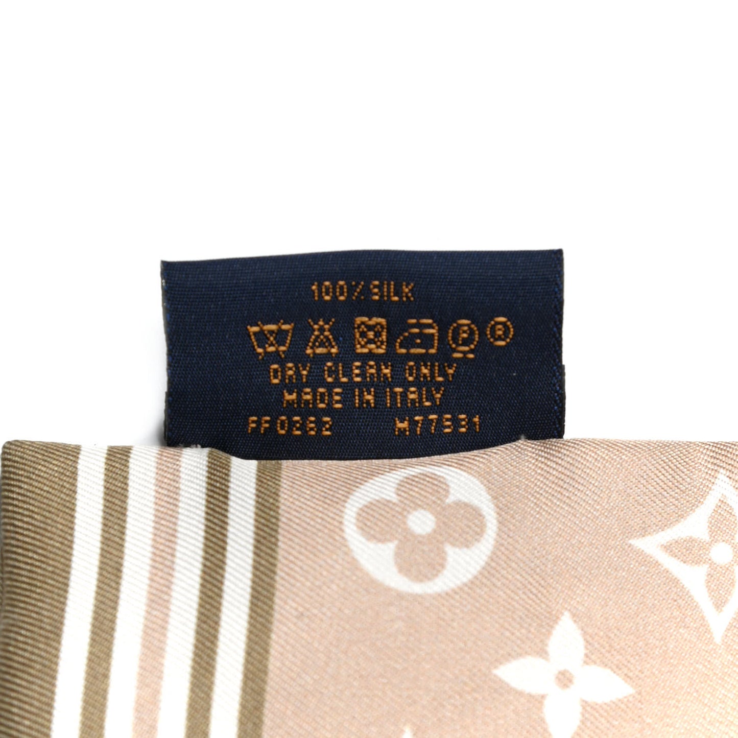 Silk Monogram Marbles Classic Bandeau Kaki Beige White