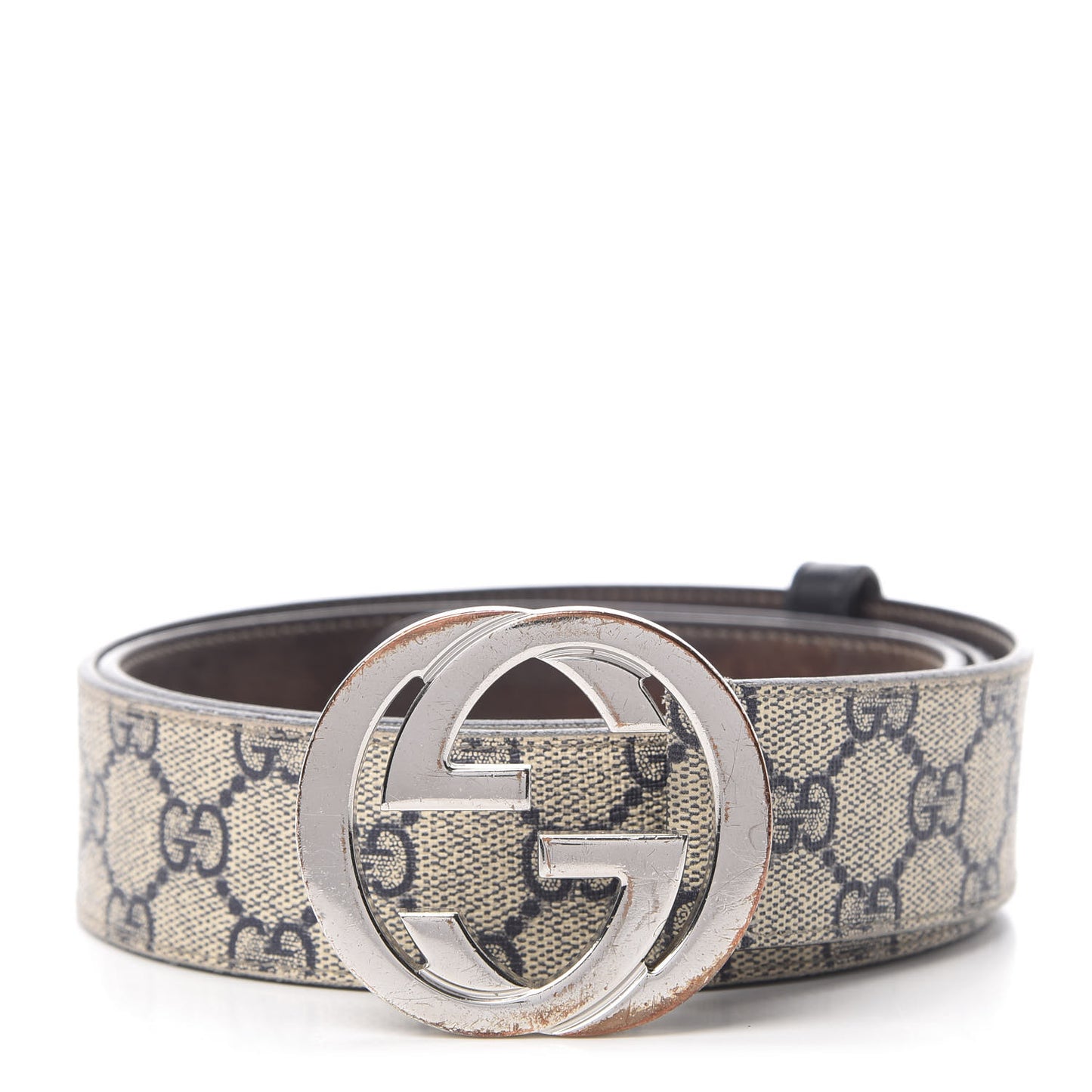 GG Supreme Monogram Selleria Calfskin Interlocking G 40mm Belt Beige Ebony Cocoa