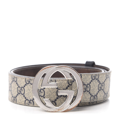 Gucci GG Supreme Monogram Selleria Calfskin Interlocking G 40mm Belt Beige Ebony Cocoa 1 of 10