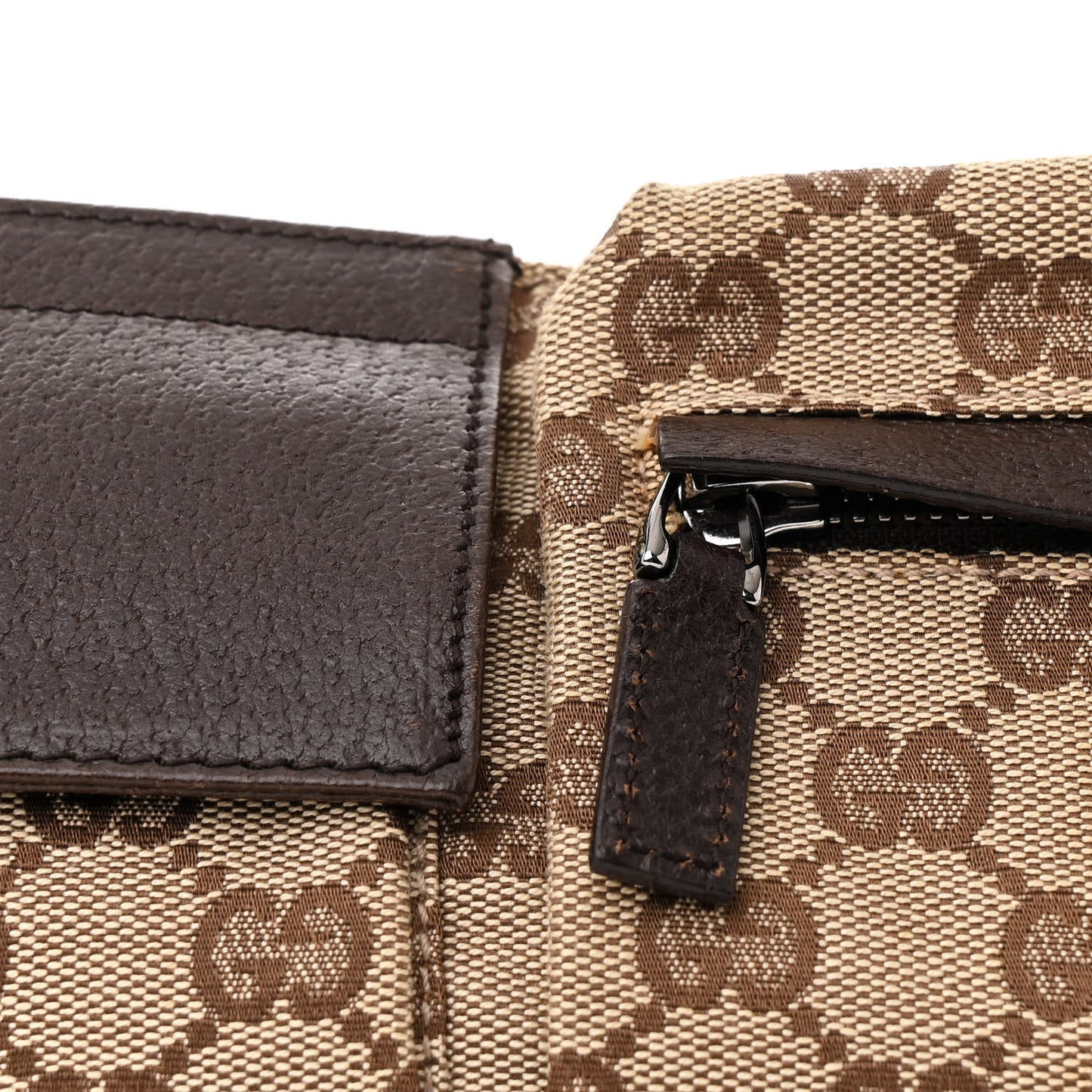 GG Monogram Double Pocket Belt Bag Dark Brown