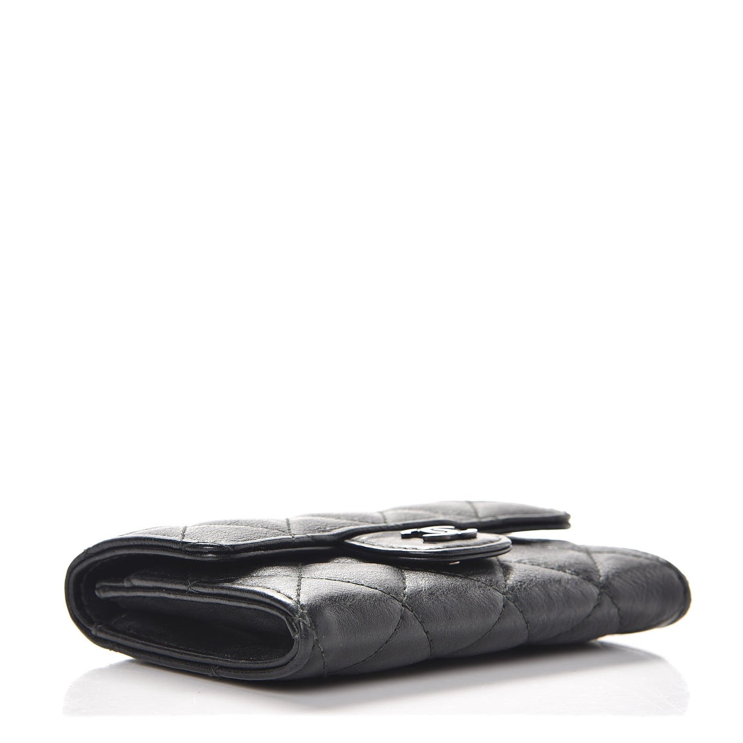 Crumpled Calfskin Quilted Card Holder So Black