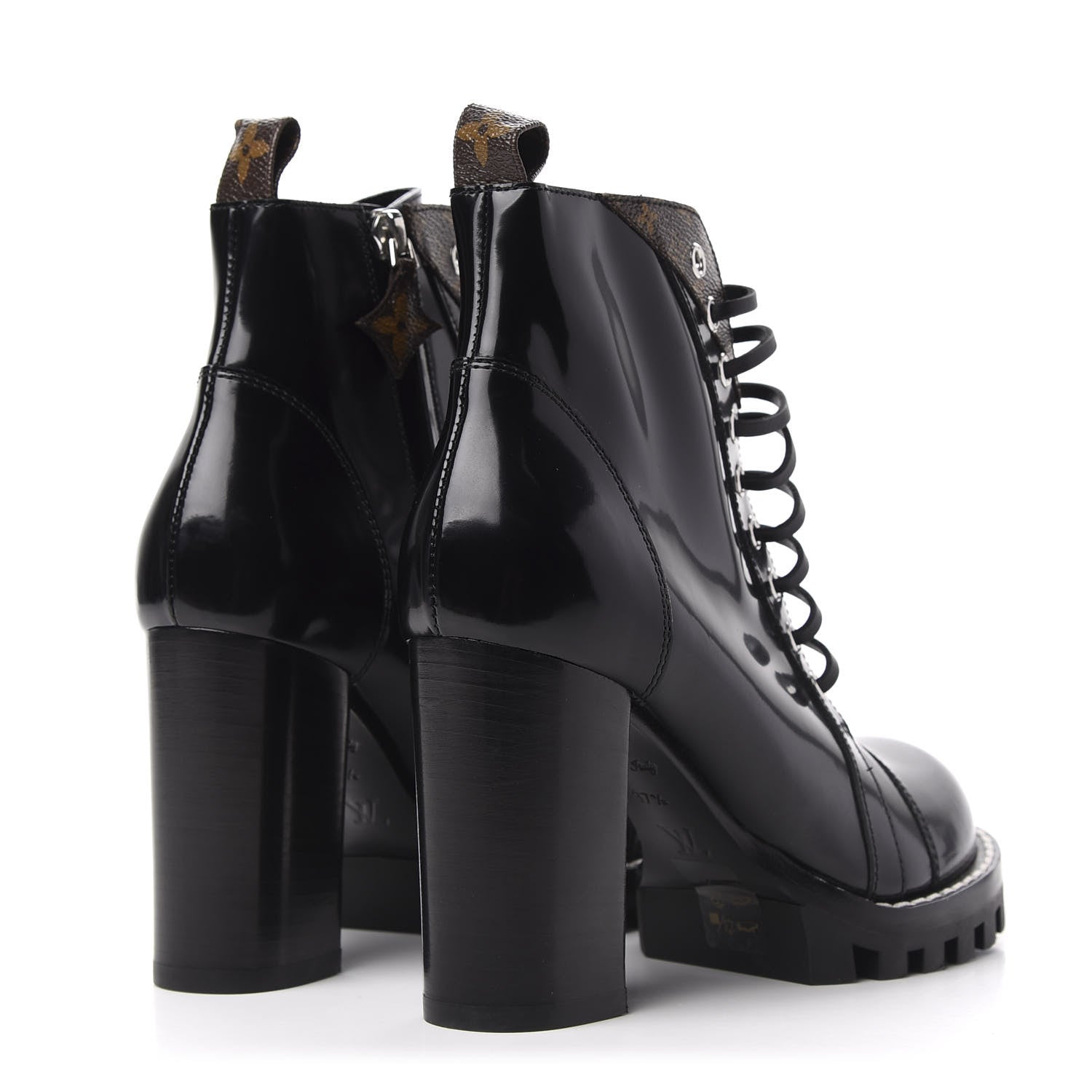 Louis Vuitton Glazed Calfskin Monogram Star Trail Ankle Boots 37.5 Black 4 of 8