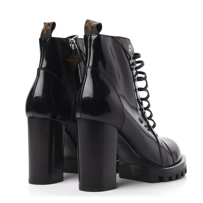 Louis Vuitton Glazed Calfskin Monogram Star Trail Ankle Boots 37.5 Black 4 of 8
