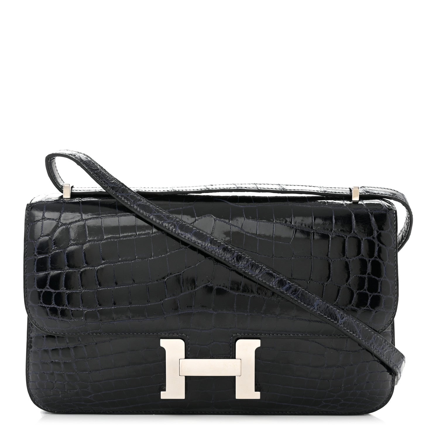 Hermes Shiny Niloticus Crocodile Constance 1-Elan Bleu Abysse 1 of 10