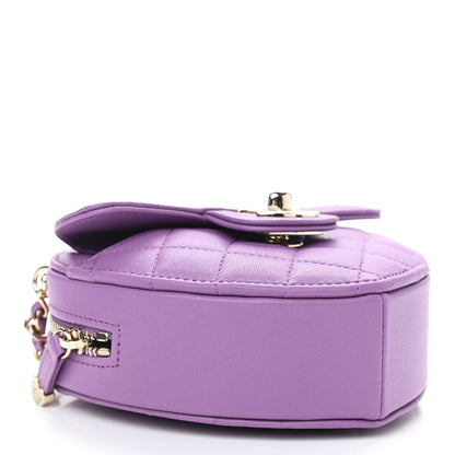Chanel Lambskin Quilted CC In Love Heart Clutch With Chain Purple 4 of 11