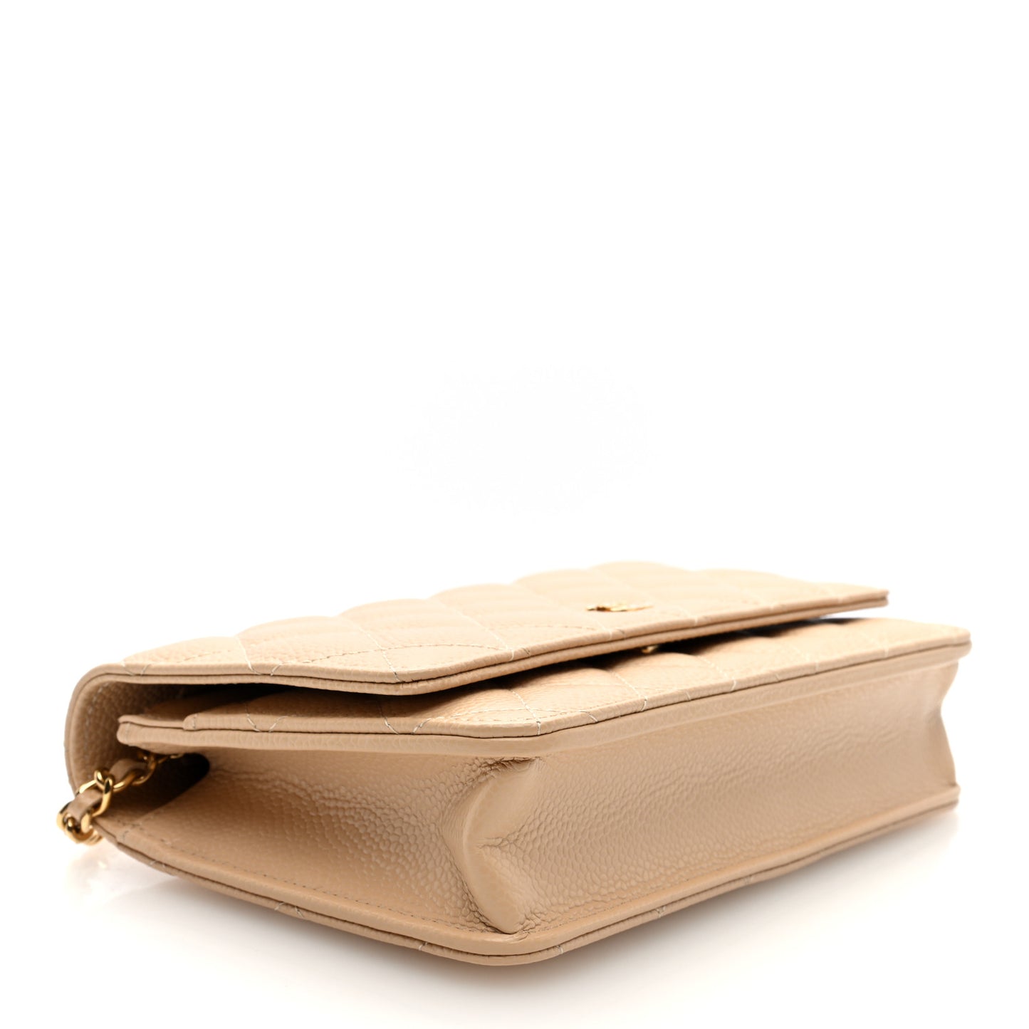 Caviar Quilted Wallet on Chain WOC Beige