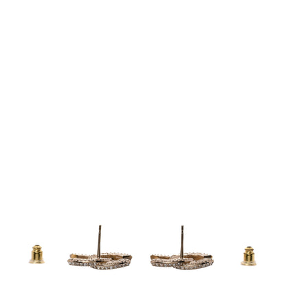 Chanel Crystal Timeless CC Earrings Light Gold 3 of 4