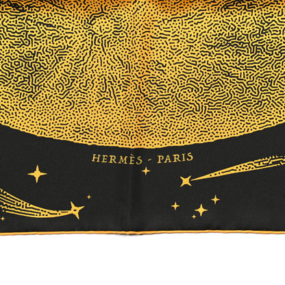 Hermes Silk Clair De Lune Double Face Scarf 90 Black Jaune D'Or Bleu 6 of 9