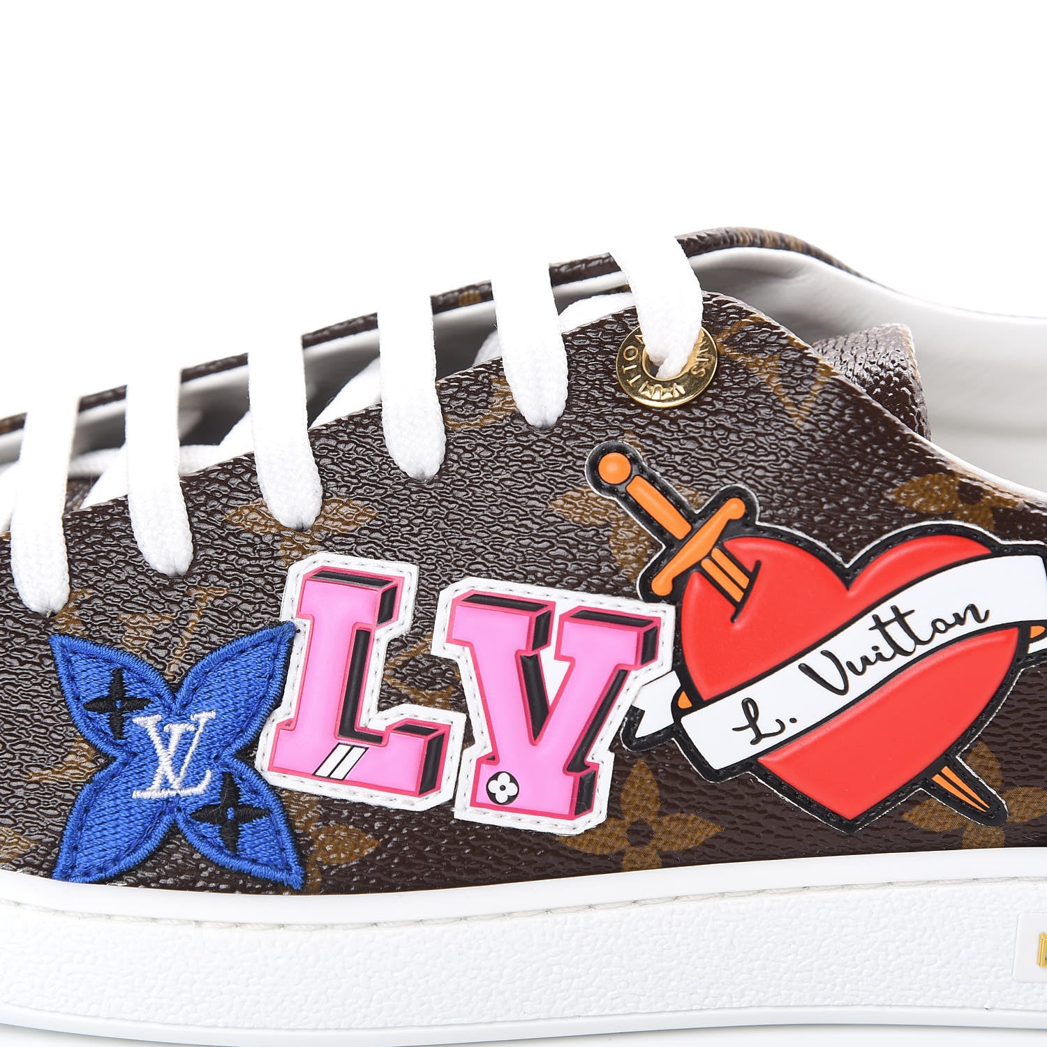 Louis Vuitton Calfskin Monogram LV Black Heart Sneakers 39 Cacao 9 of 9
