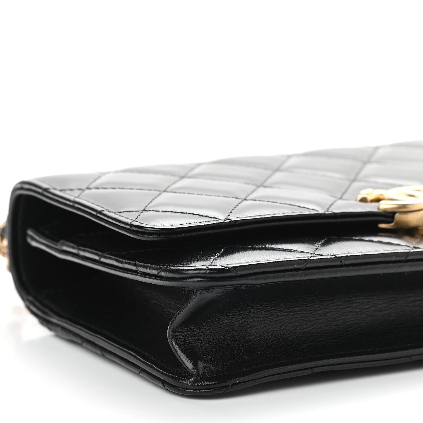 Calfskin Quilted Perfect Fit Wallet On Chain WOC Black