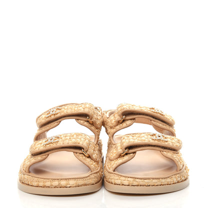 Chanel Braided Fabric Velcro Dad Sandals 36.5 Beige 2 of 8