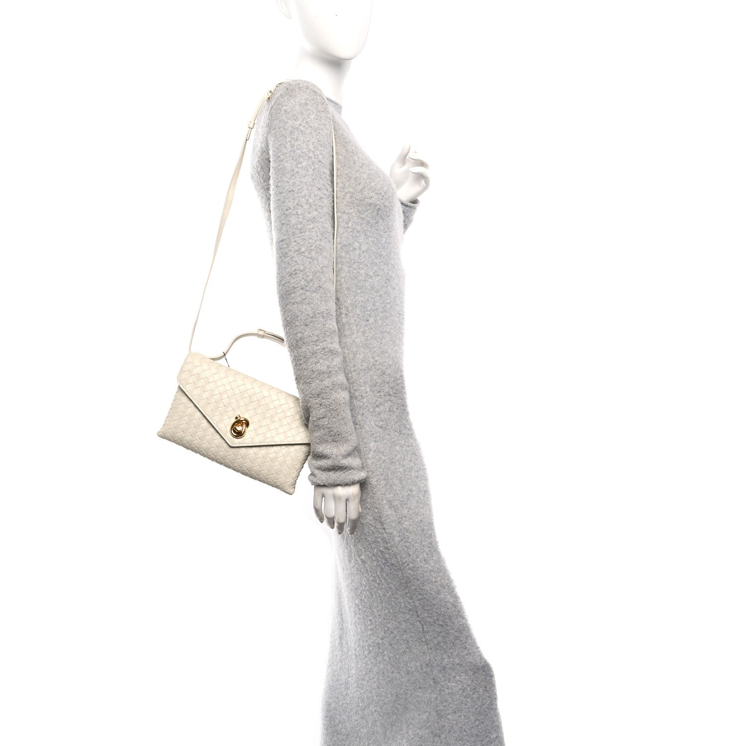 Bottega Veneta Nappa Intrecciato Knot Lock Top Handle Crossbody Bag Sea Salt 2 of 10