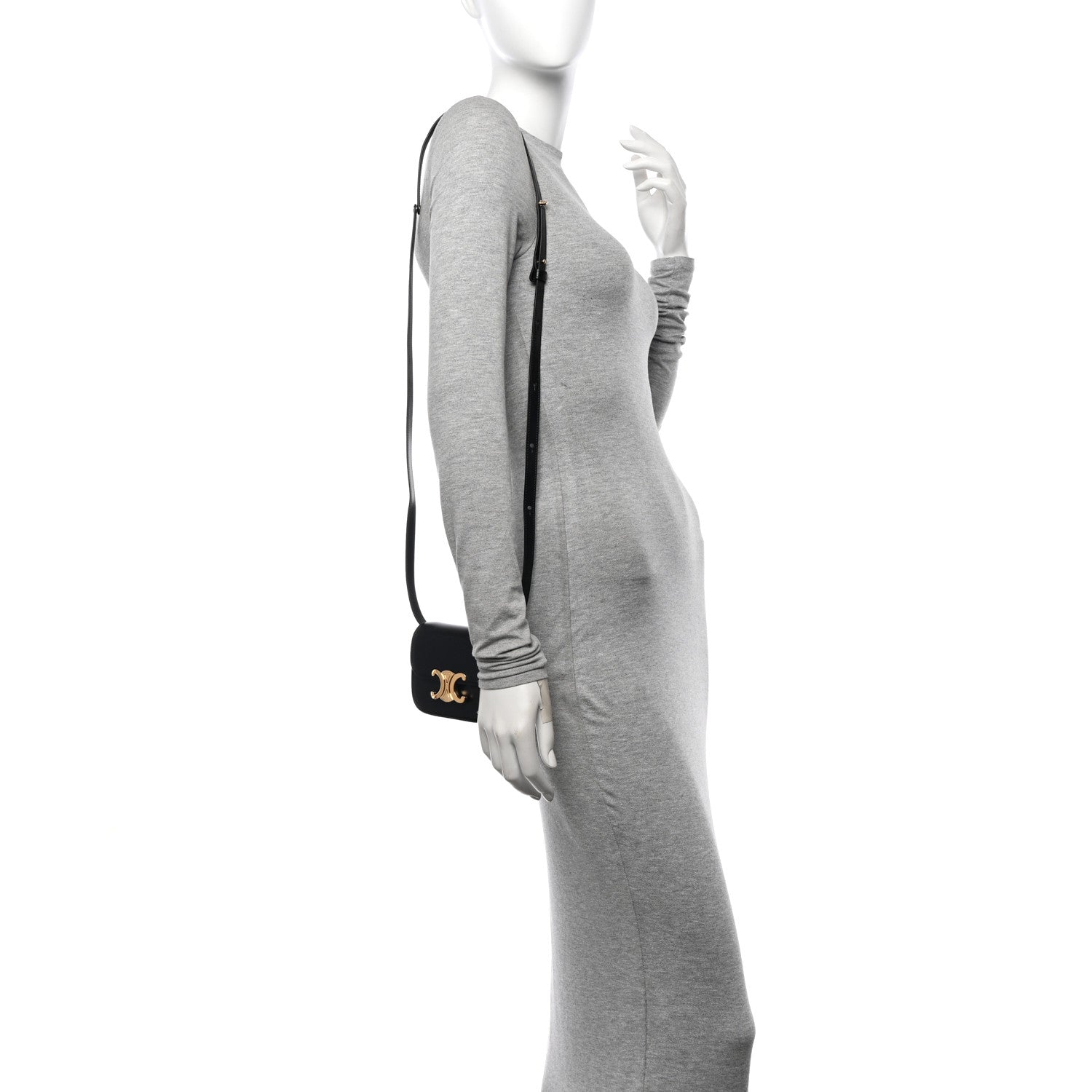 Celine Shiny Calfskin Mini Triomphe Black 2 of 9