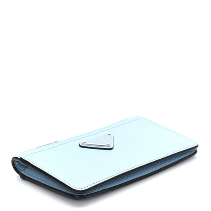 Prada Saffiano Triangle Zip Card Holder Celeste 4 of 8