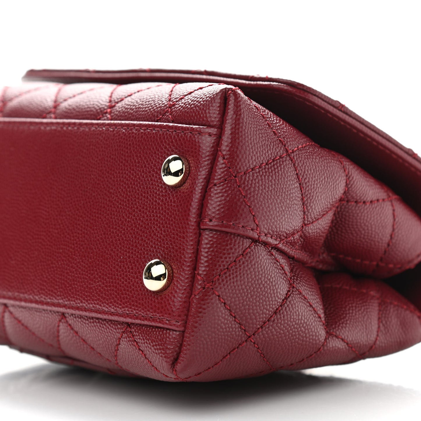 Caviar Quilted Lizard Embossed Extra Mini Coco Handle Flap Burgundy
