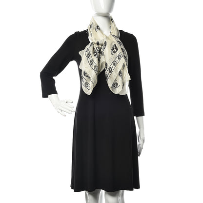 Alexander McQueen Silk Chiffon Skull Scarf Ivory Black 2 of 6