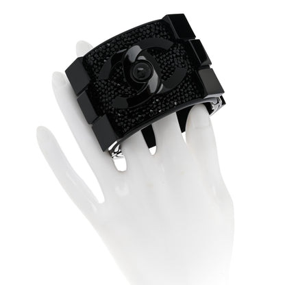 Chanel Plexiglass Crystal Lego Boy Cuff Black 2 of 6