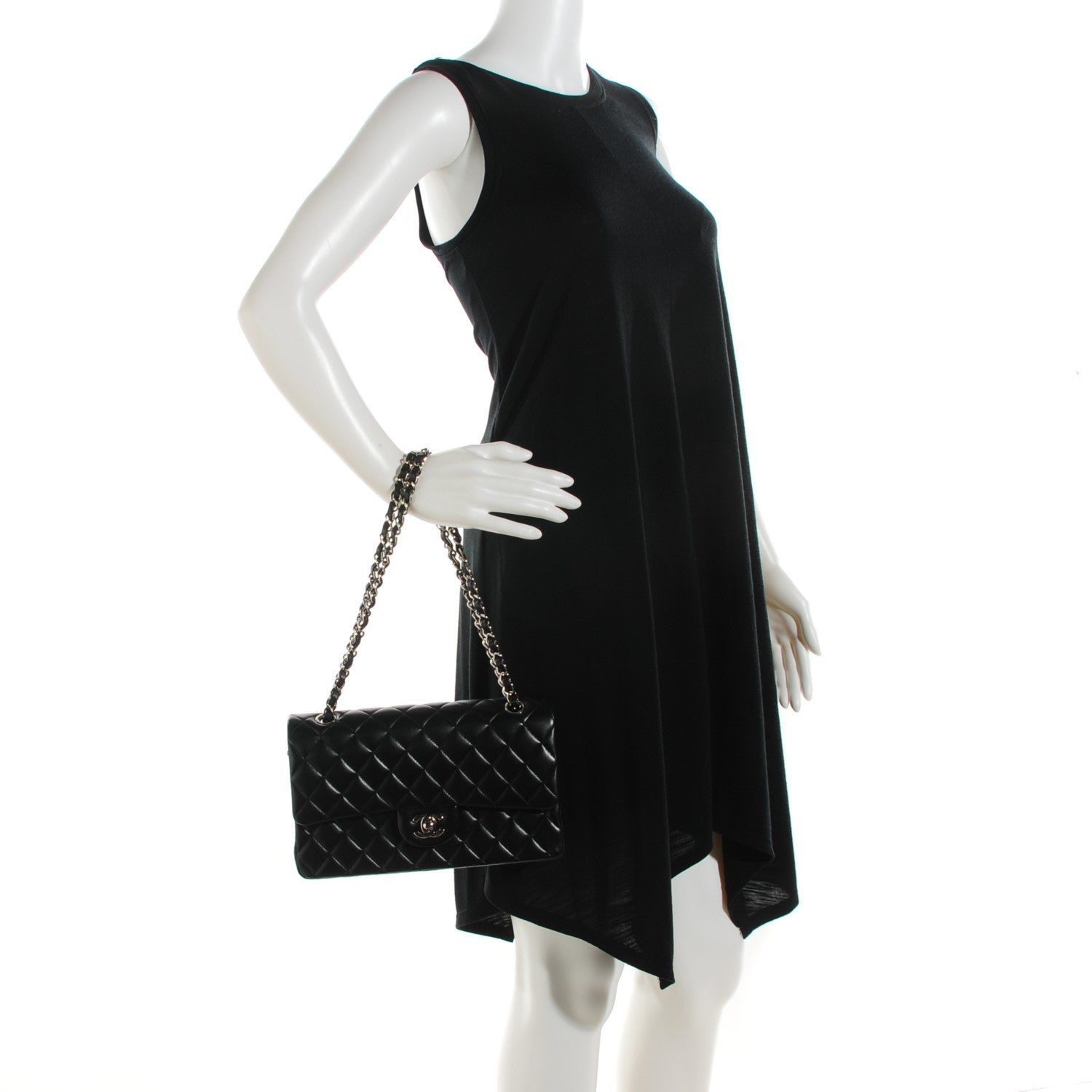 Chanel Lambskin Quilted Medium Double Flap Black 2 of 9