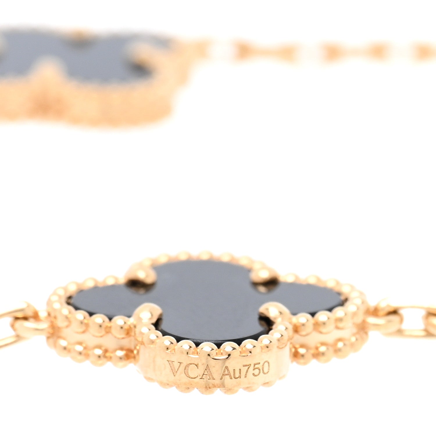Van Cleef & Arpels 18K Yellow Gold Black Onyx 5 Motifs Vintage Alhambra Bracelet 4 of 5
