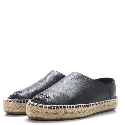 Chanel Grained Calfskin CC Espadrilles 37 Black 2 of 11