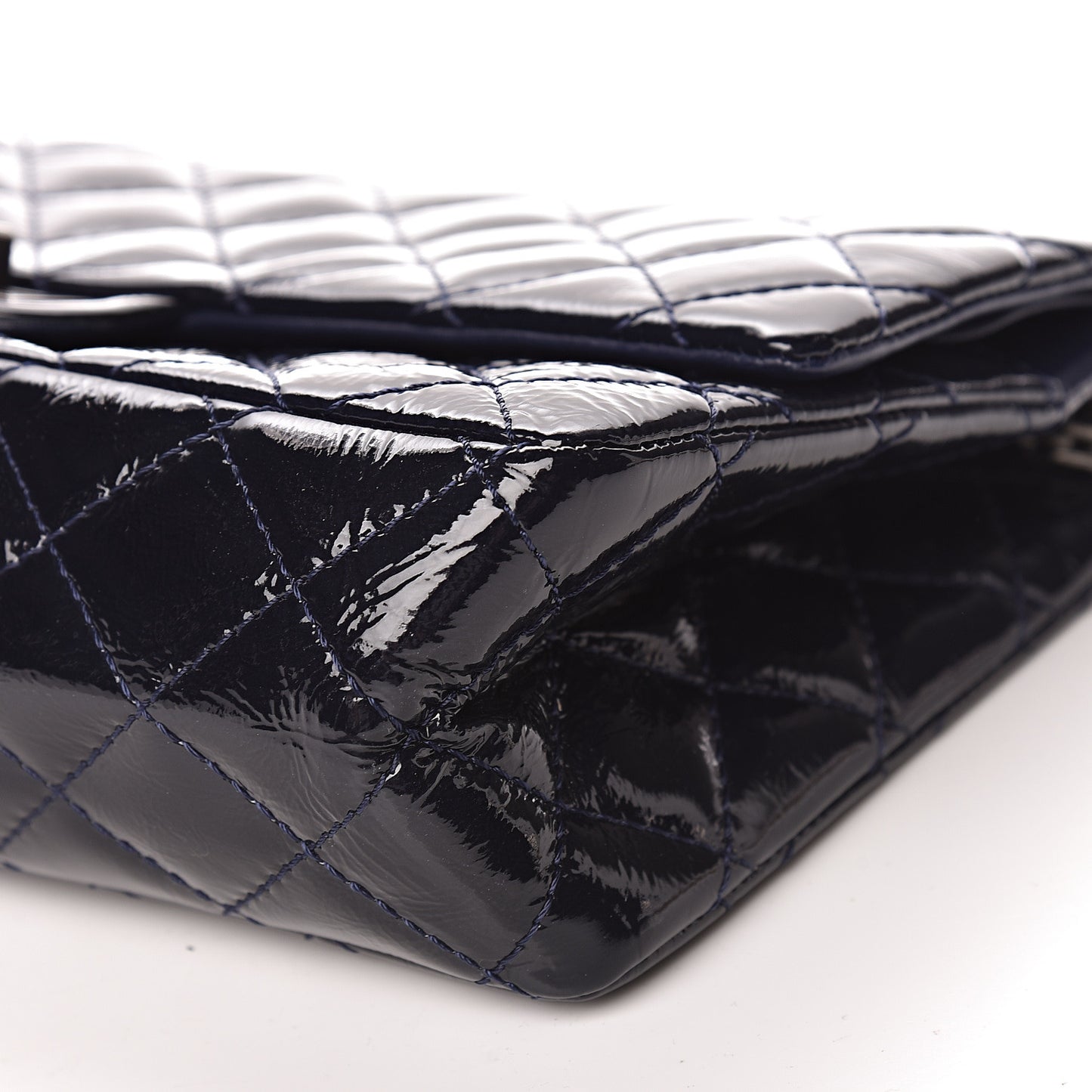 Distressed Patent Quilted 2.55 Reissue 226 Flap Navy