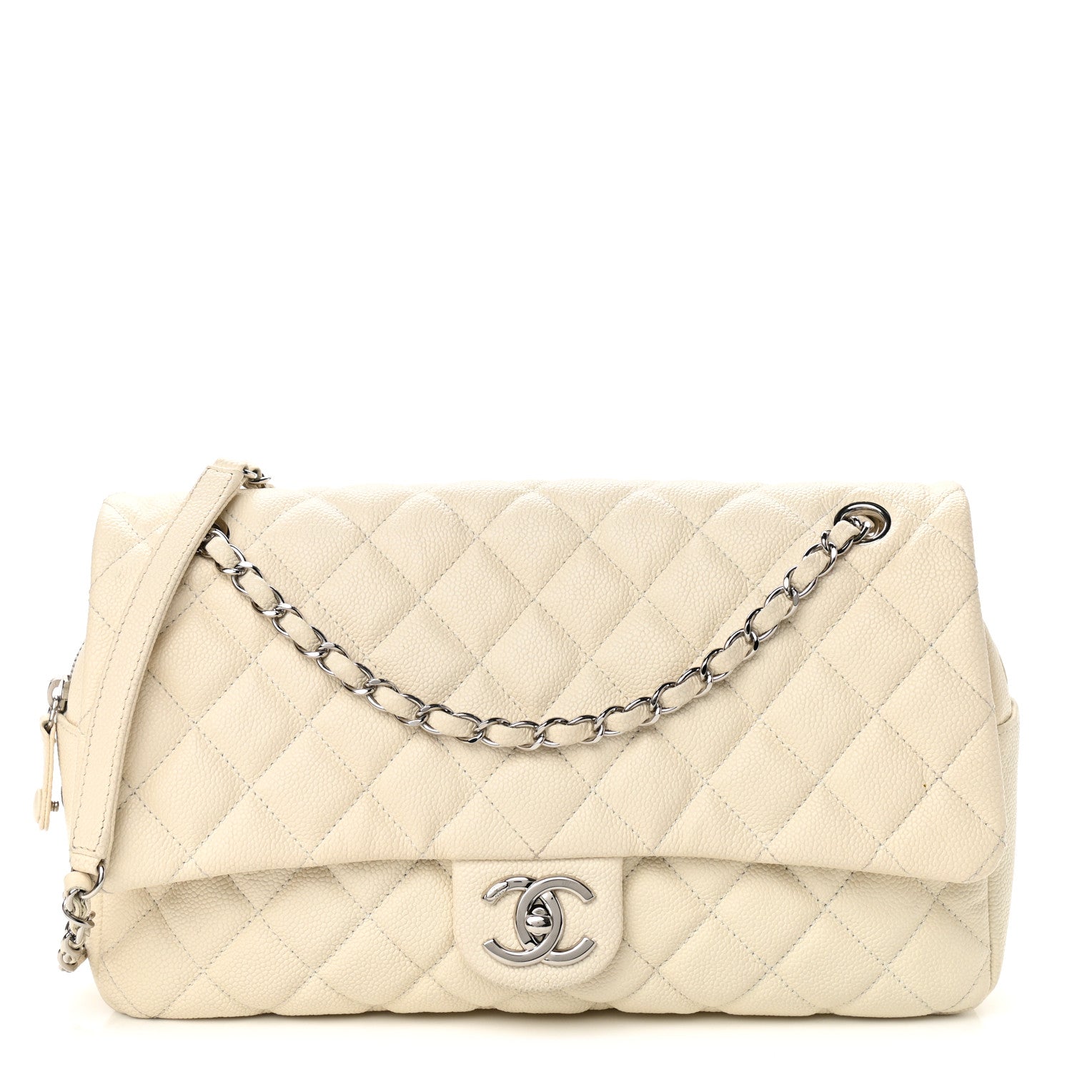 Chanel Caviar Quilted Jumbo Easy Flap Dark White 1 of 13