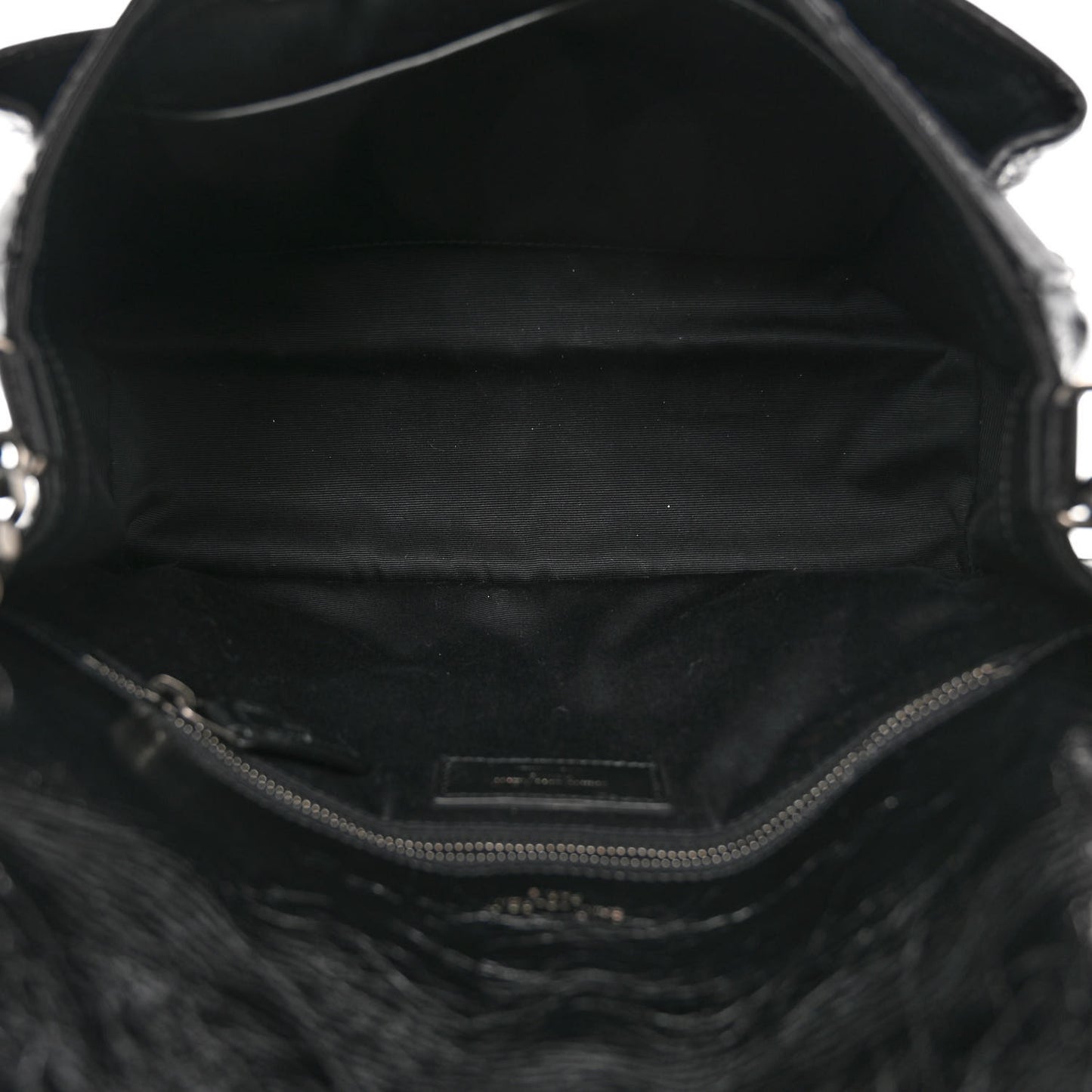 Crinkled Calfskin Matelasse Monogram Medium Niki Chain Satchel Black