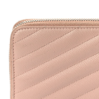 Saint Laurent Grain De Poudre Matelasse Chevron Monogram Zip Around Wallet Rose Poudre 9 of 9