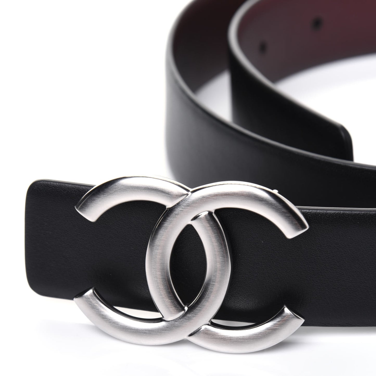 Calfskin CC Reversible Belt 80 32 Black Burgundy