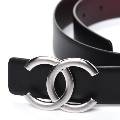 Chanel Calfskin CC Reversible Belt 80 32 Black Burgundy 4 of 7
