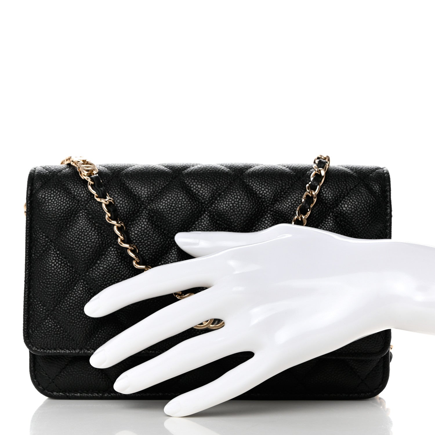 Chanel Caviar Quilted Tiny CC Wallet On Chain WOC Black 2 of 9