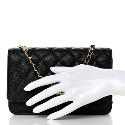 Chanel Caviar Quilted Tiny CC Wallet On Chain WOC Black 2 of 9
