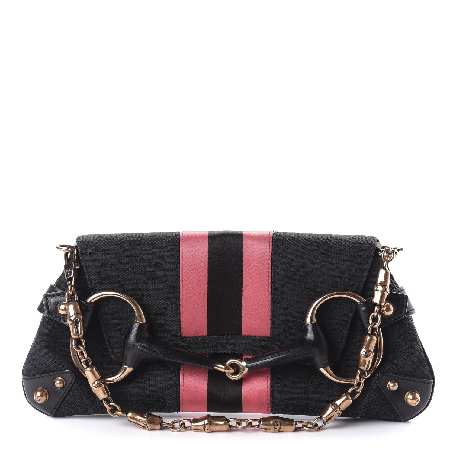 Gucci Monogram Horsebit Web Clutch Black 1 of 10