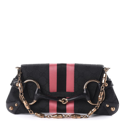 Gucci Monogram Horsebit Web Clutch Black 1 of 10