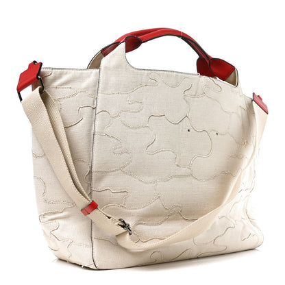 Valentino Garavani Canvas Atelier 07 Camouflage Edition Large Tote Bag Naturale 3 of 9