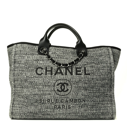 Chanel Tweed Medium Deauville Tote Charcoal 1 of 7