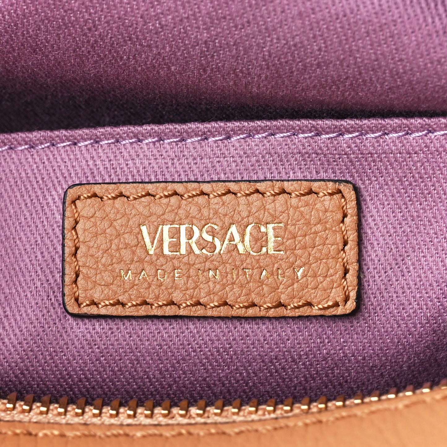 Grained Calfskin Medusa Camera Bag Brown