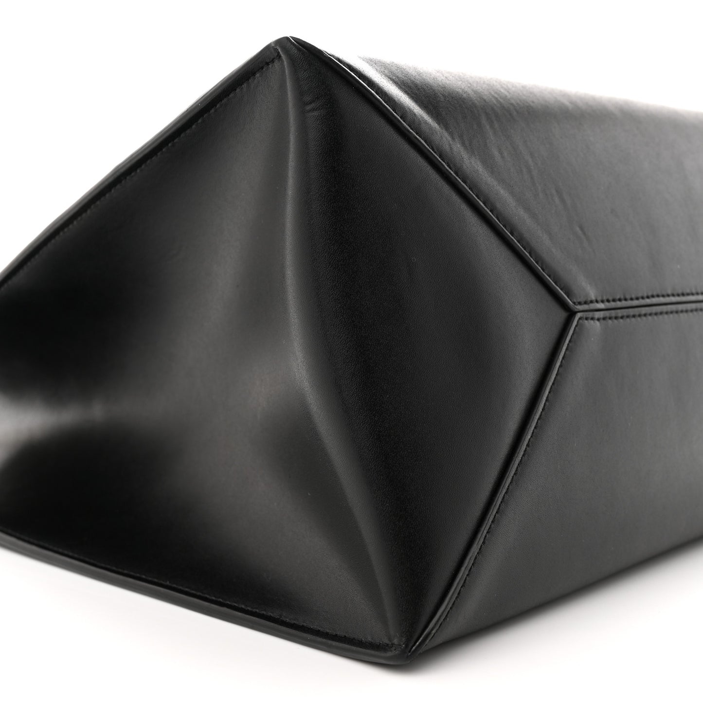Calfskin Logo Debossed Medium Shopper Tote Black