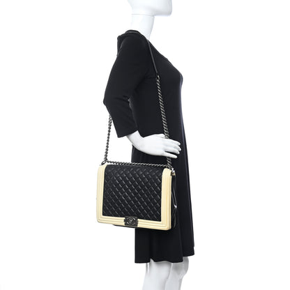 Chanel Lambskin Quilted Large Boy Flap Black White 2 of 20