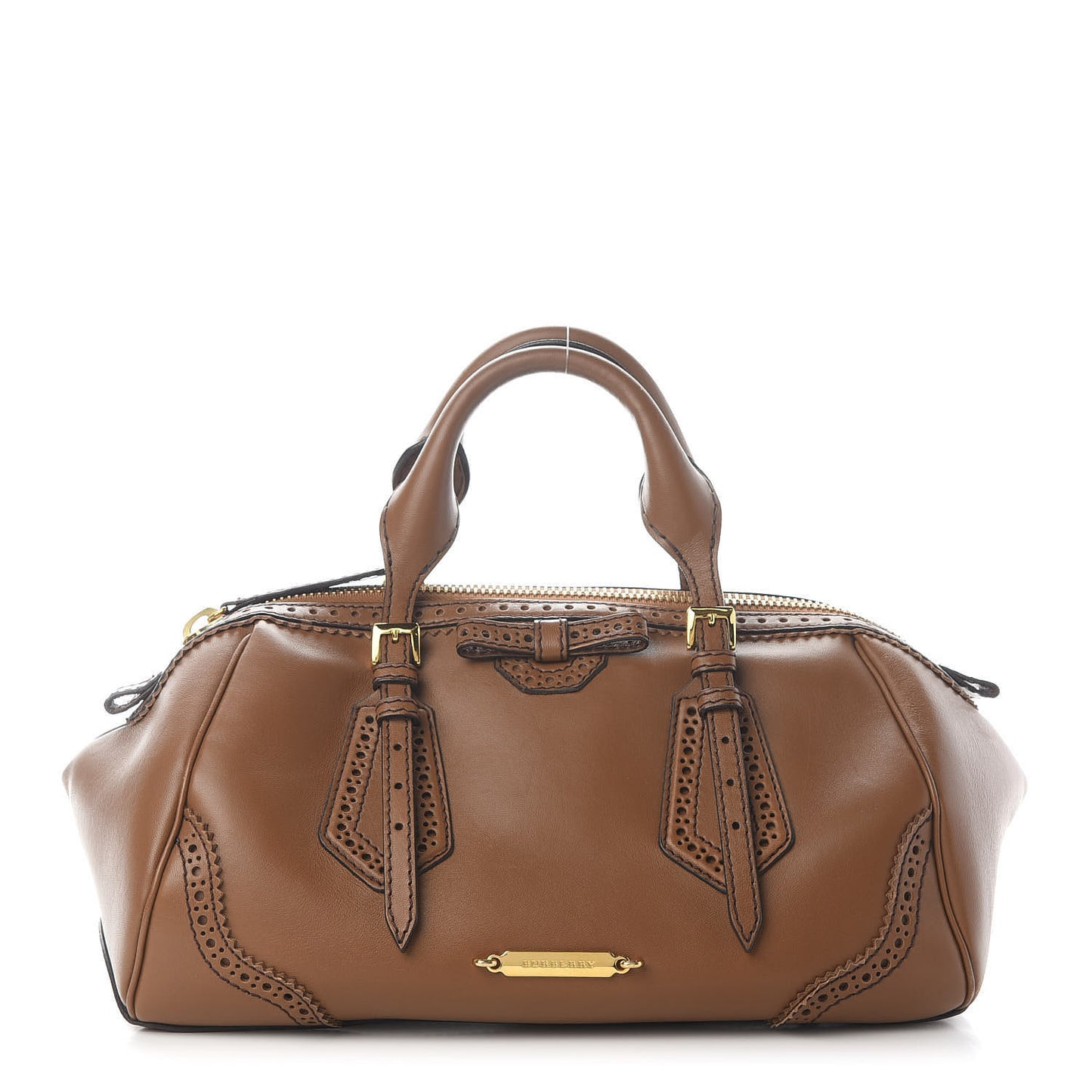 Bridle Calfskin Broguing Small Blaze Satchel Brown