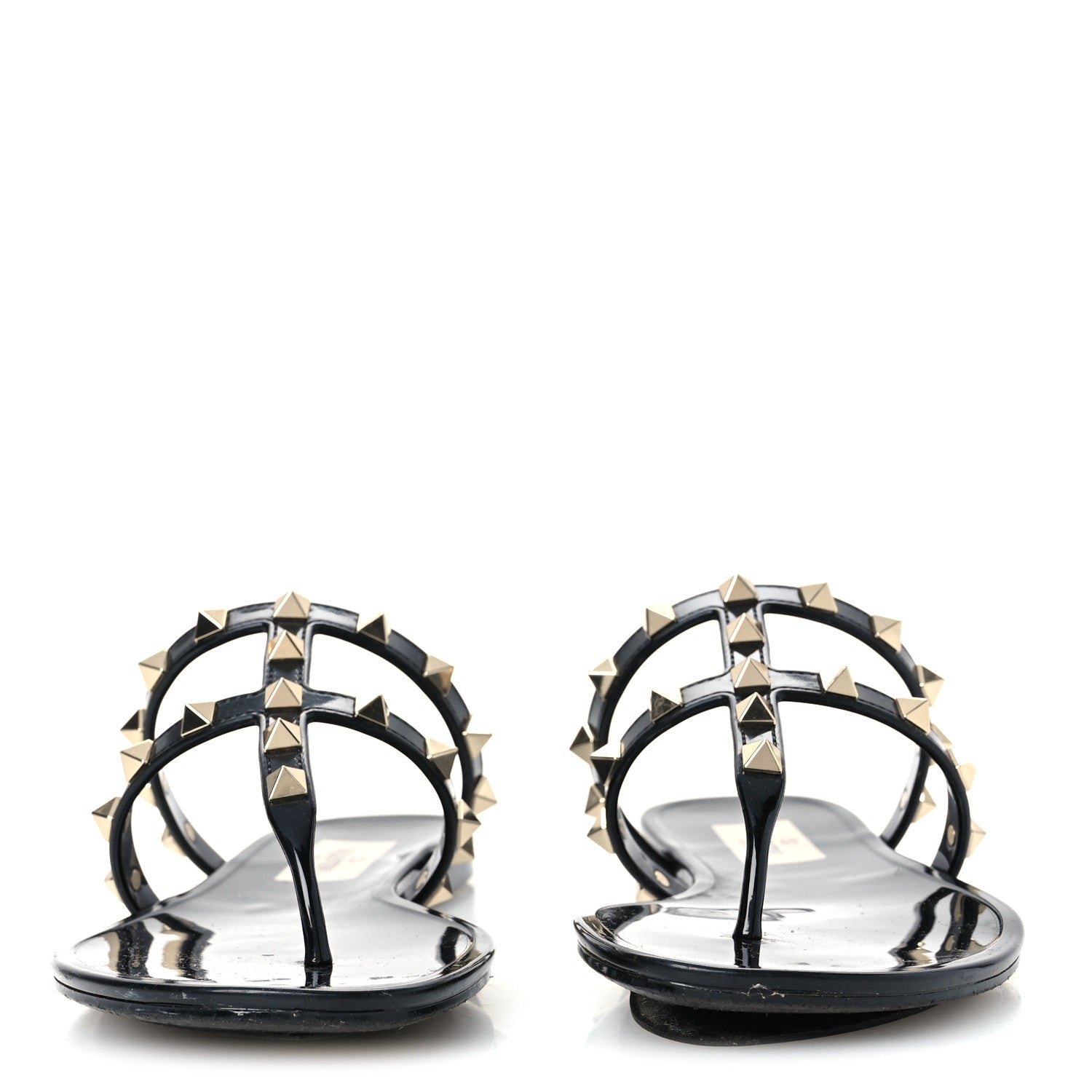 Valentino Garavani PVC Jelly Rockstud Caged Flat Thong Sandals 37 Black 3 of 9