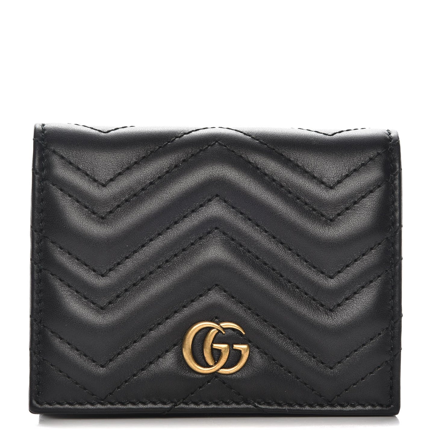 Calfskin Matelasse GG Marmont Card Case Black