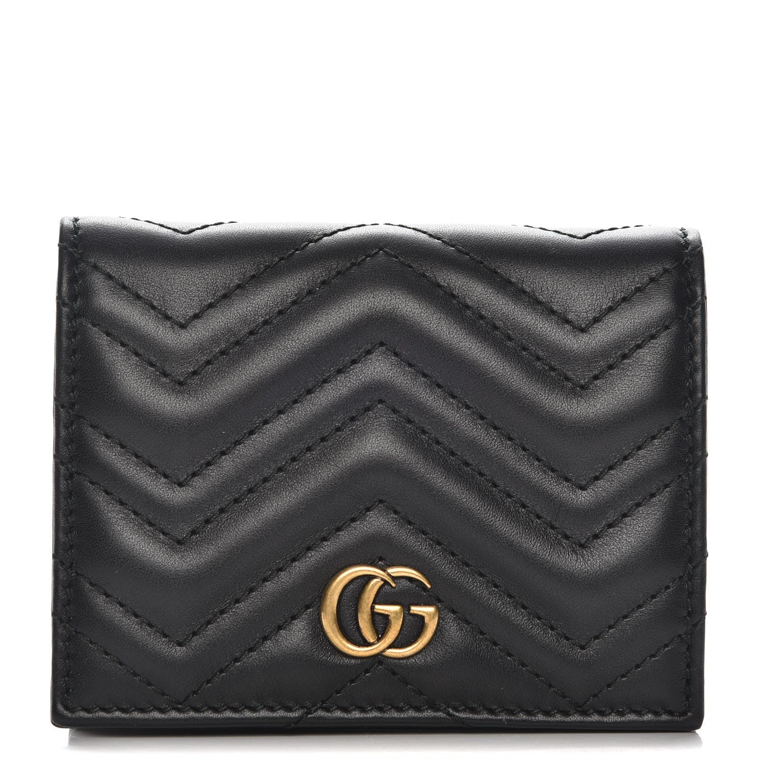 Gucci Calfskin Matelasse GG Marmont Card Case Black 1 of 8