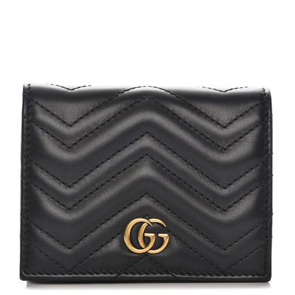 Gucci Calfskin Matelasse GG Marmont Card Case Black 1 of 8