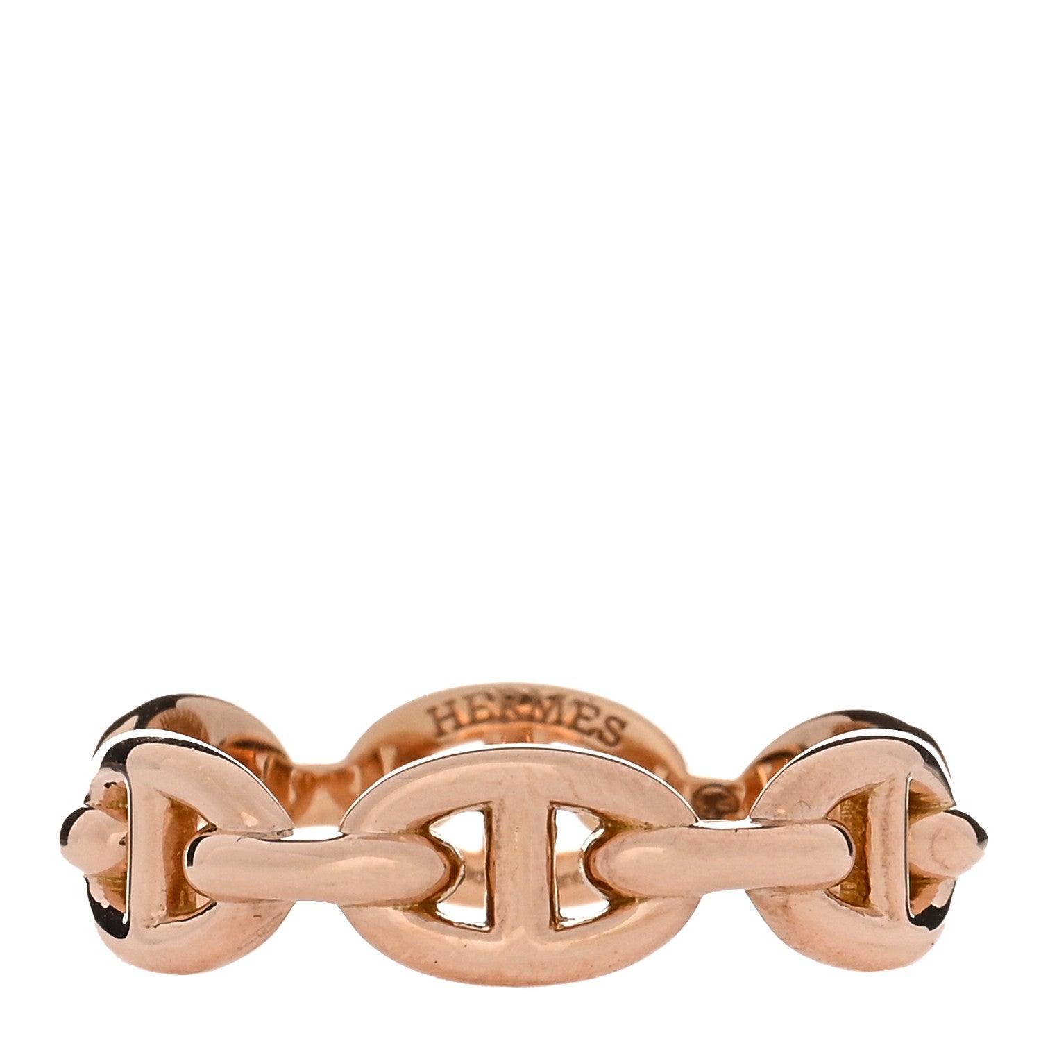 Hermes 18K Rose Gold PM Chaine d'Ancre Enchainee Ring 58 8.25 1 of 9