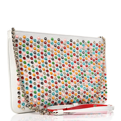 Christian Louboutin Calfskin Empire Spikes Loubiposh Clutch White Multi 3 of 14